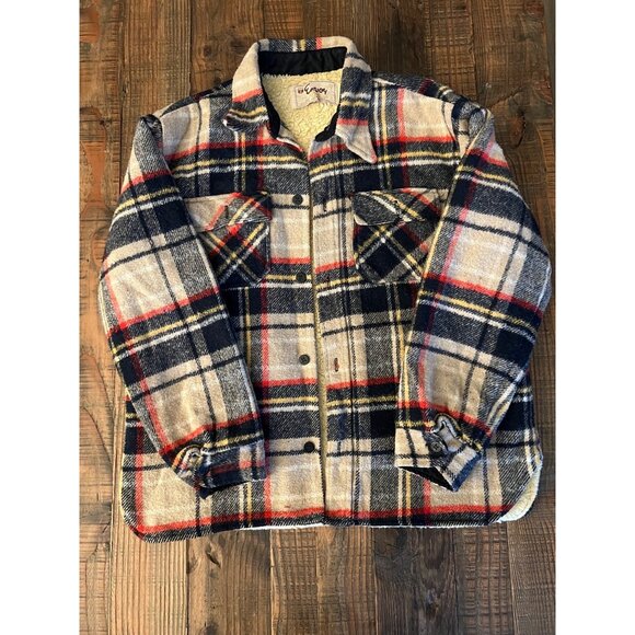 Vintage Envoy The Now Jacket Mens Wool Blend Plaid Sherpa Lined Button-Up P3 - Picture 1 of 5